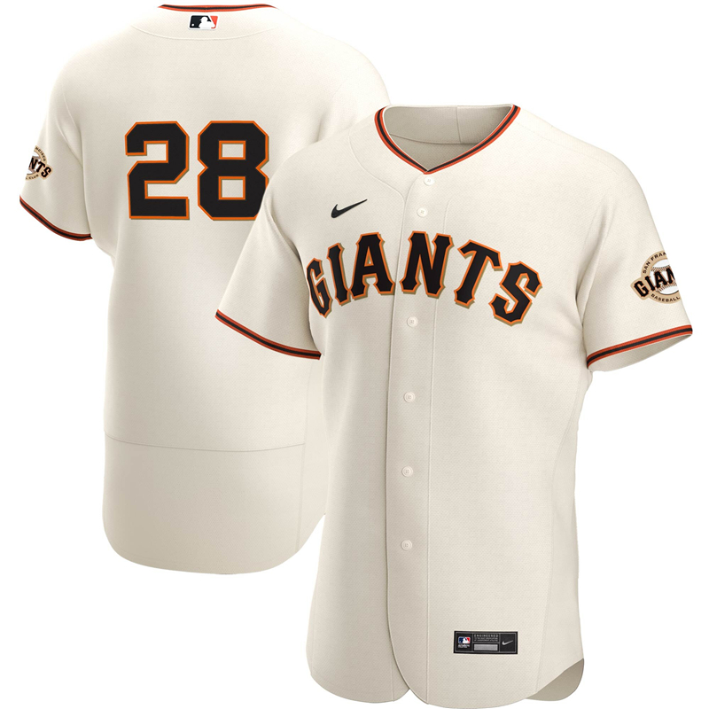 2020 MLB Men San Francisco Giants 28 Buster Posey Nike Cream Home 2020 Authentic Player Name Jersey 1